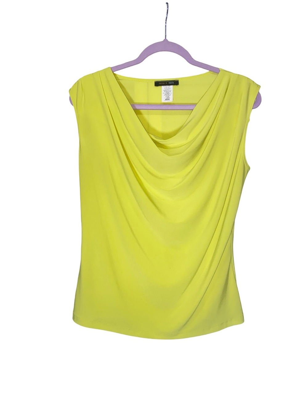 Jennie & Marlis Cowl Neck Sleeveless Top Yellow Size M Neon Lime Bright‎